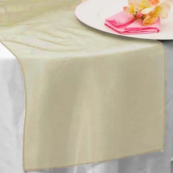 10 Pack Gold Sheer Organza Table Runners - 14"x108"