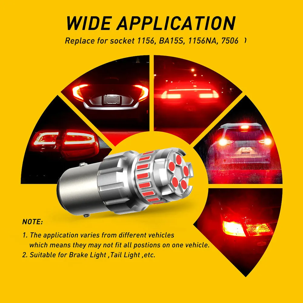 1156 LED Bulb for Brake Tail Light Bulbs, Brilliant Red, Instant Start, No Delay