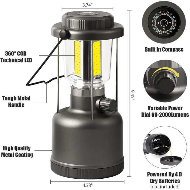 2000 Lumens Battery Operated Lanterns For Power Outage