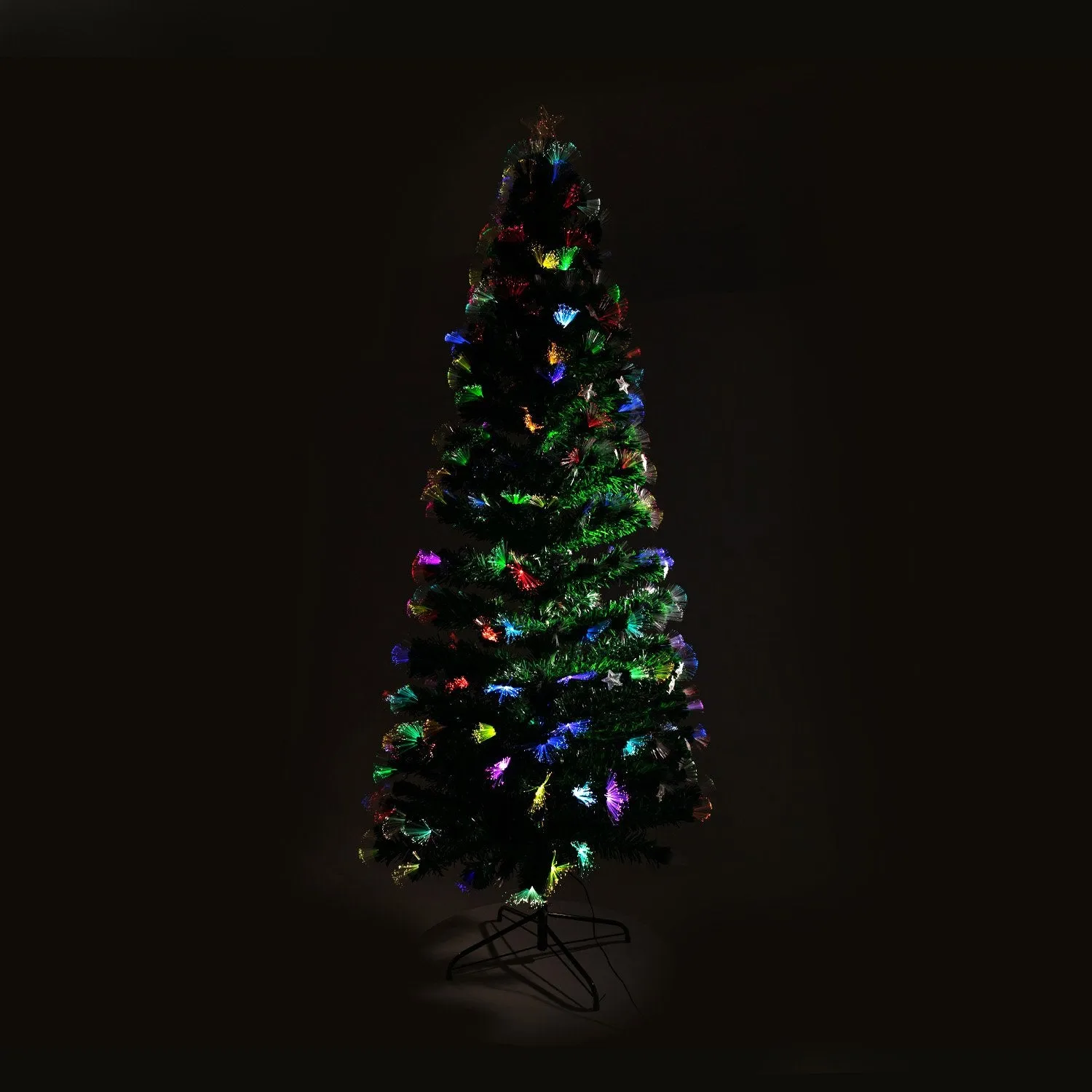 2.4m Fibre Optic Christmas Tree with Lights & Stars