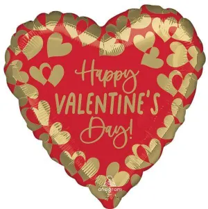 28" Golden Happy Valentine's Day Jumbo Mylar Balloon