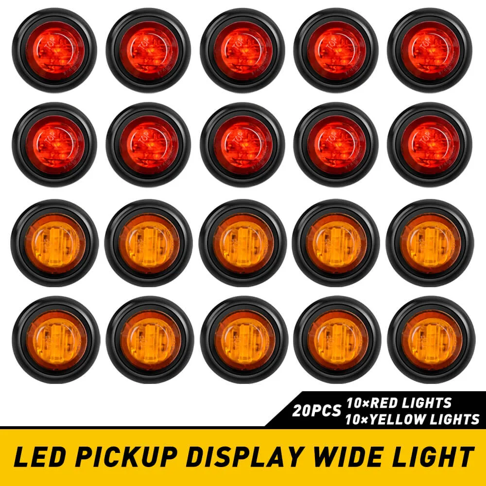 3/4 Inch LED Side Marker lights Round Bullet 3LEDs Mini Size Truck Tires Trailer