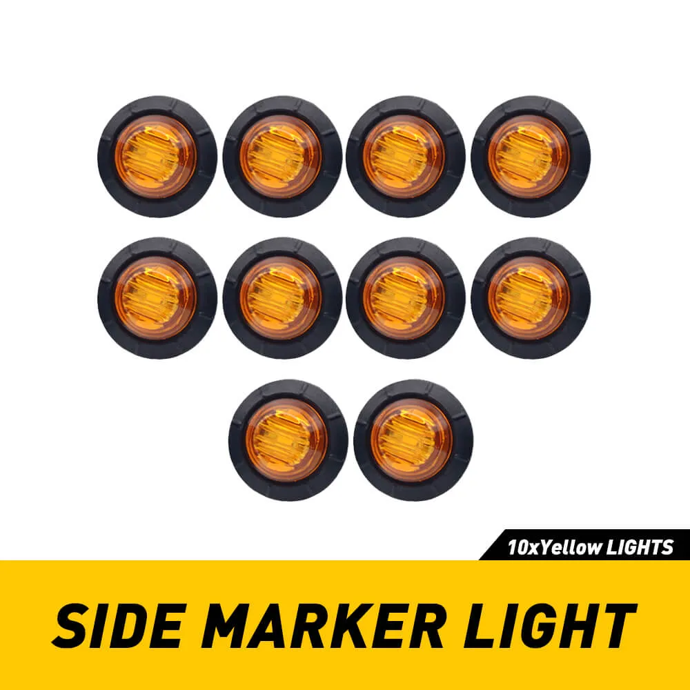 3/4 Inch LED Side Marker lights Round Bullet 3LEDs Mini Size Truck Tires Trailer