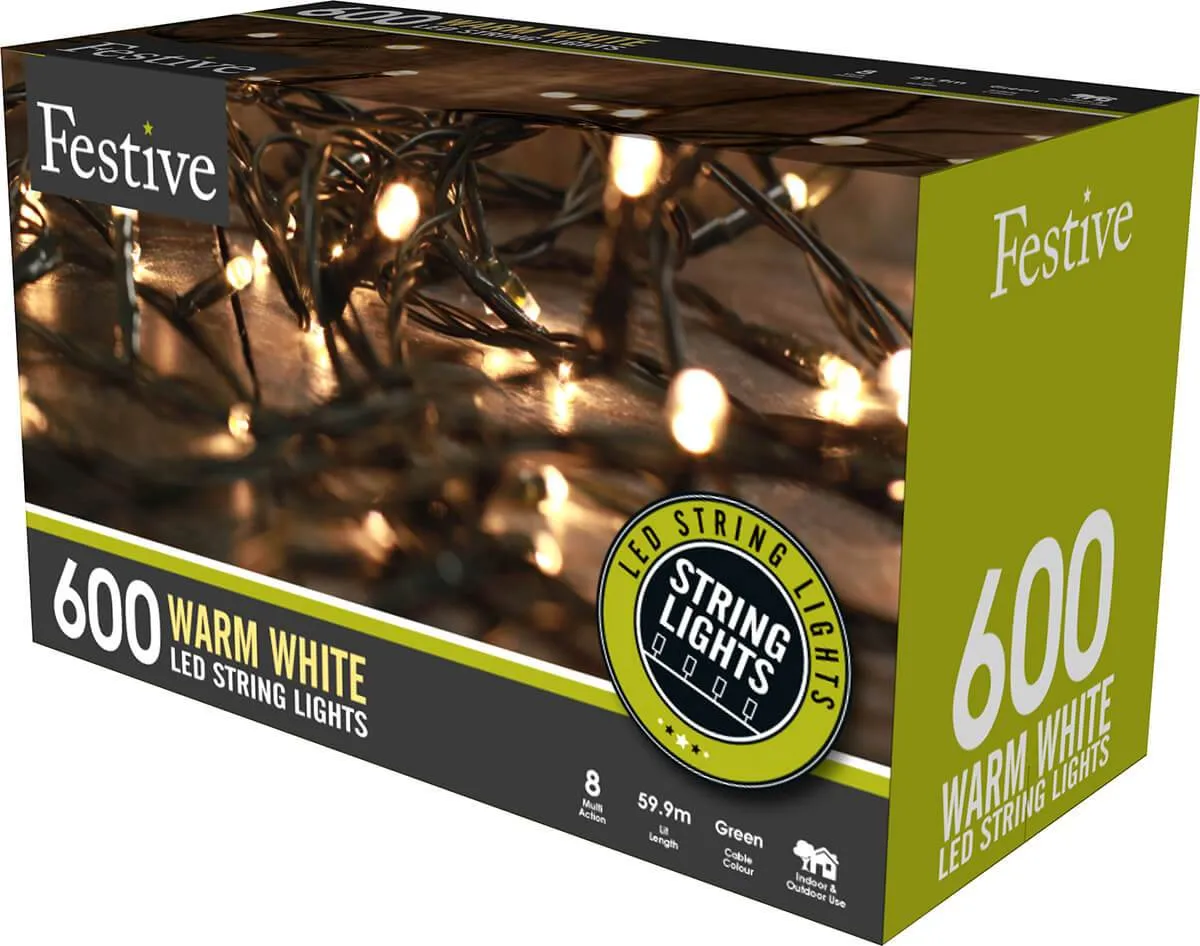 600 Warm White LED String Lights