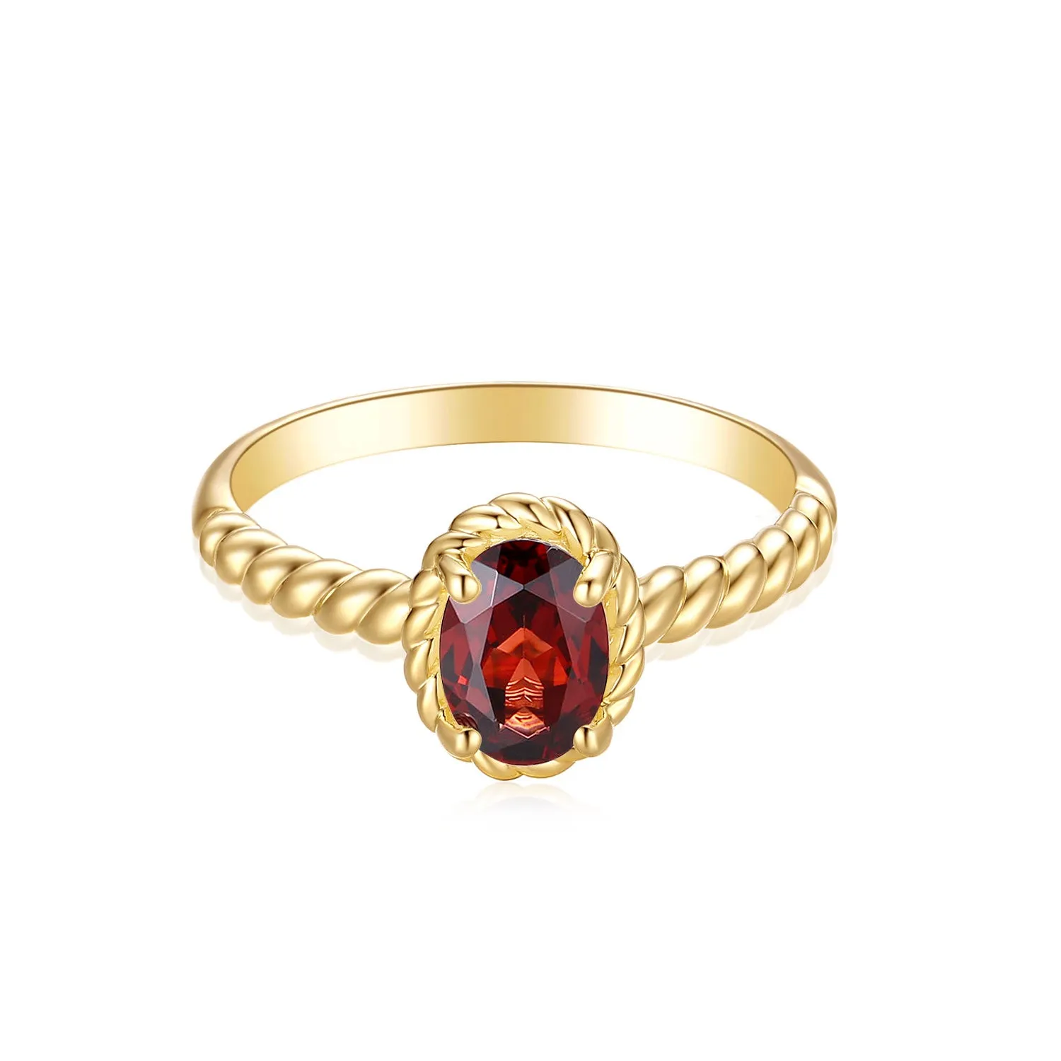 9ct Yellow Gold Oval 7x5mm Garnet January Ring