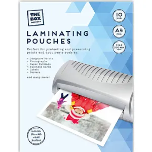 A4 Laminating Pouches 10 Pack - Thermal Laminator Sheets for Document Protection