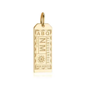 Albuquerque New Mexico USA ABQ Luggage Tag Charm Gold