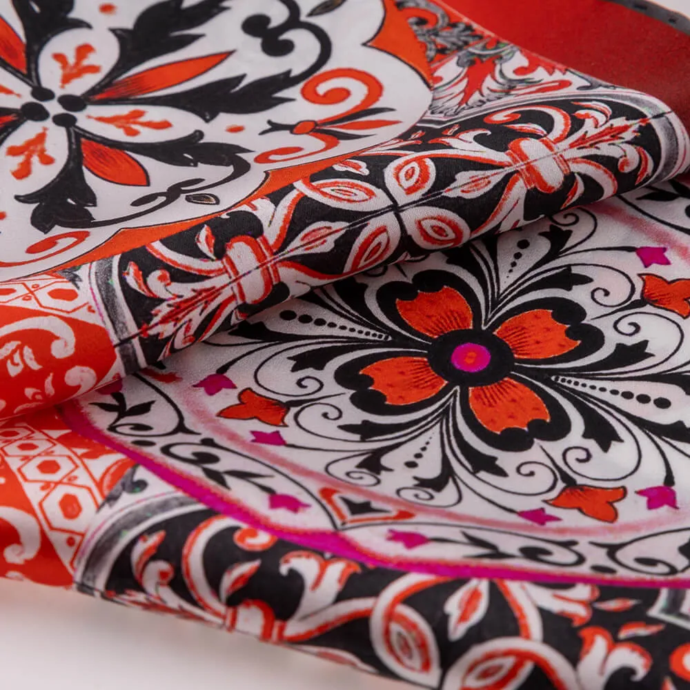 Baroque Ceramic Red Silk Pocket Square