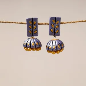 Bishnupur Handpainted Terracotta Jhumki Earrings 05