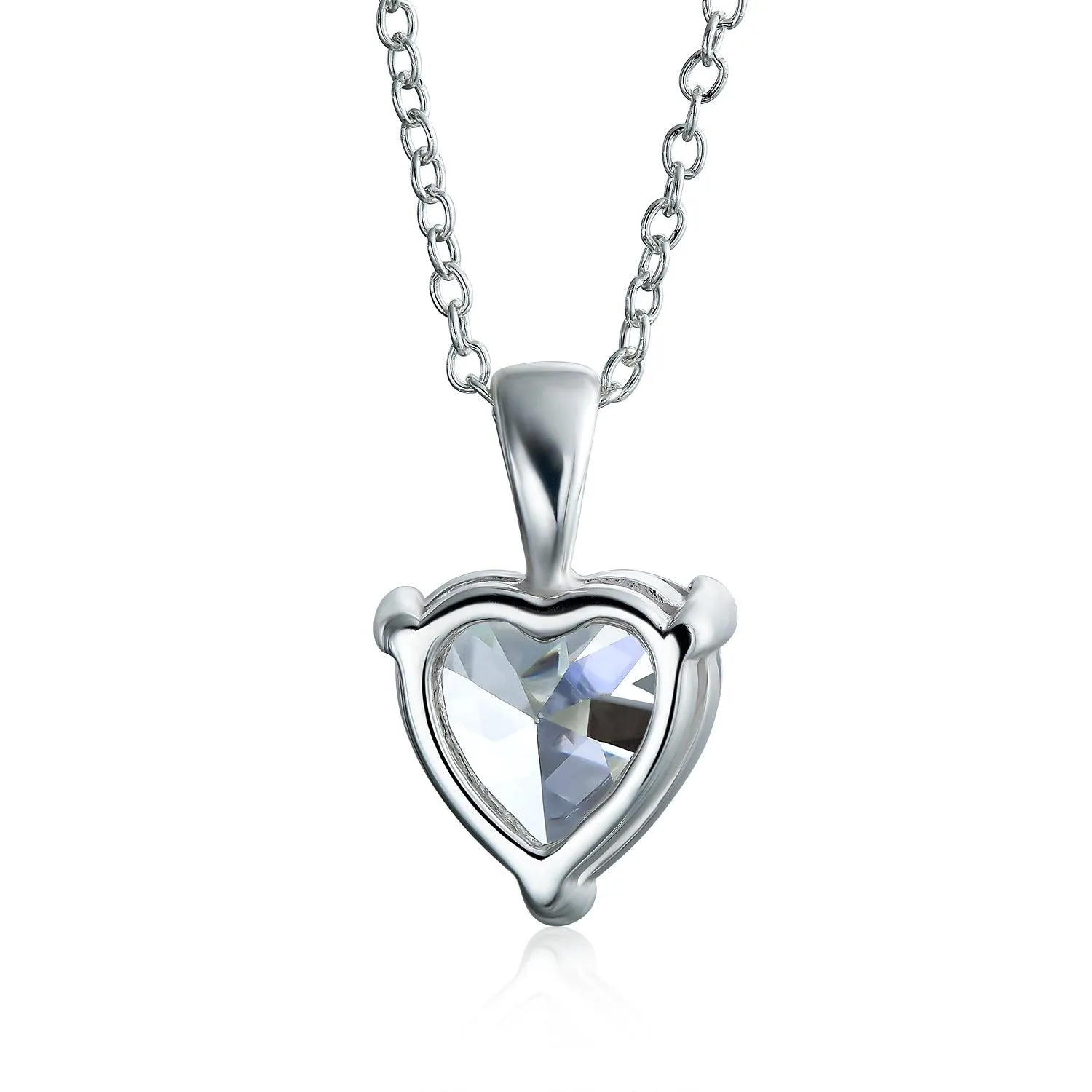 Bridal Classic 5CT Heart Shape Solitaire AAA CZ Pendant Necklace Sterling Silver