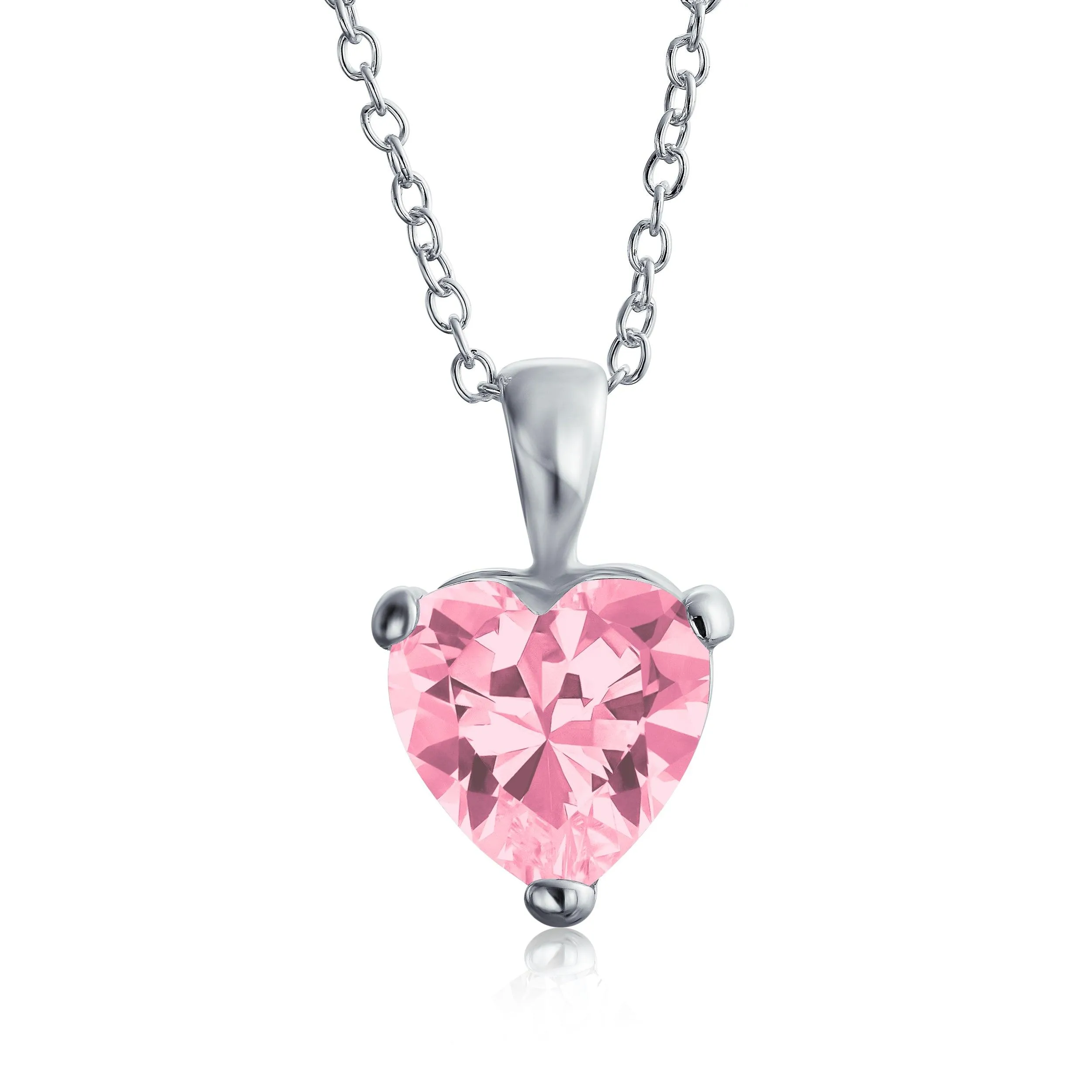 Bridal Classic 5CT Heart Shape Solitaire AAA CZ Pendant Necklace Sterling Silver