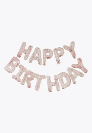 Clear Foil & Confetti Happy Birthday Balloons Banner