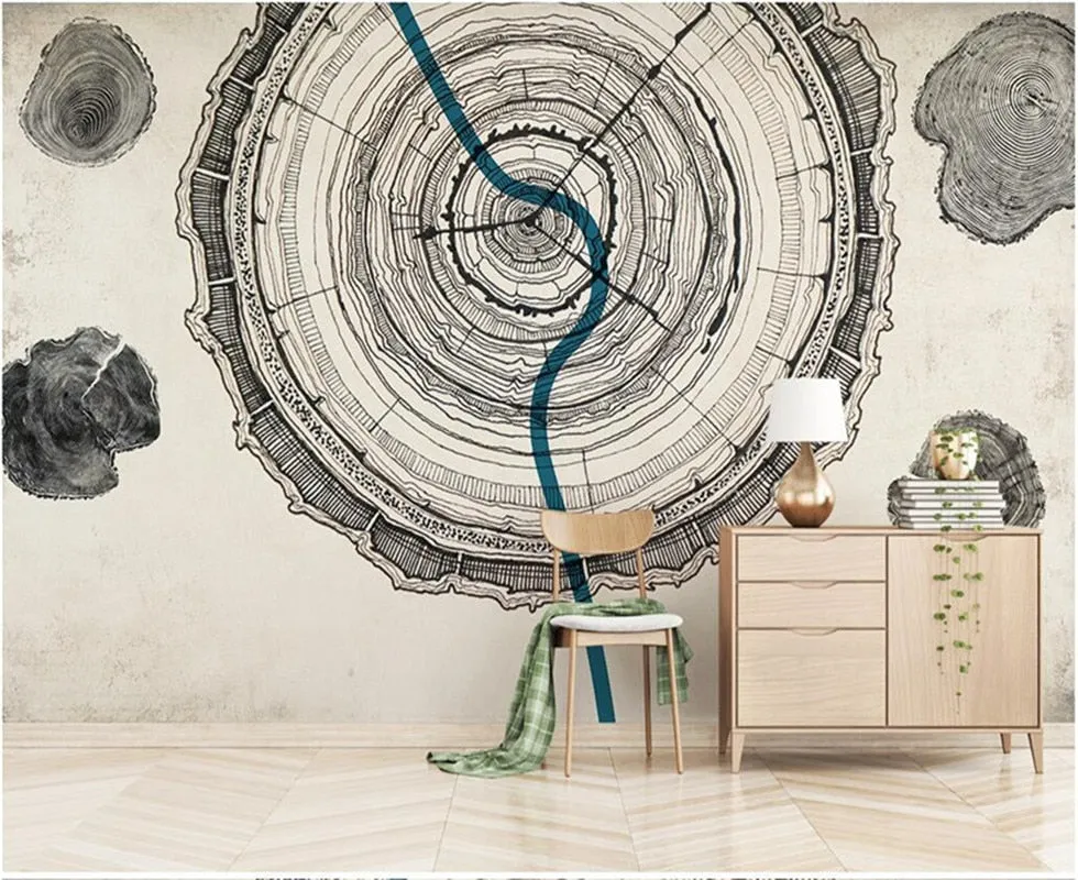 Custom Wallpaper Mural European Wood Modern Wallcovering (㎡)