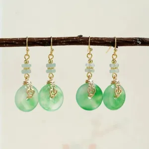 Dangle Earrings: Green Jade