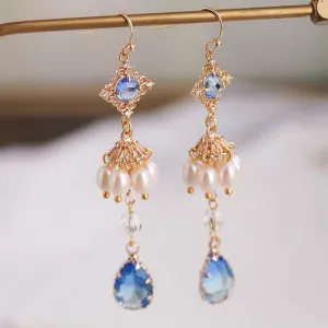 Dangle Earrings: Sapphire of Tang