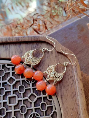 Dangle Earrings: South Red Agate