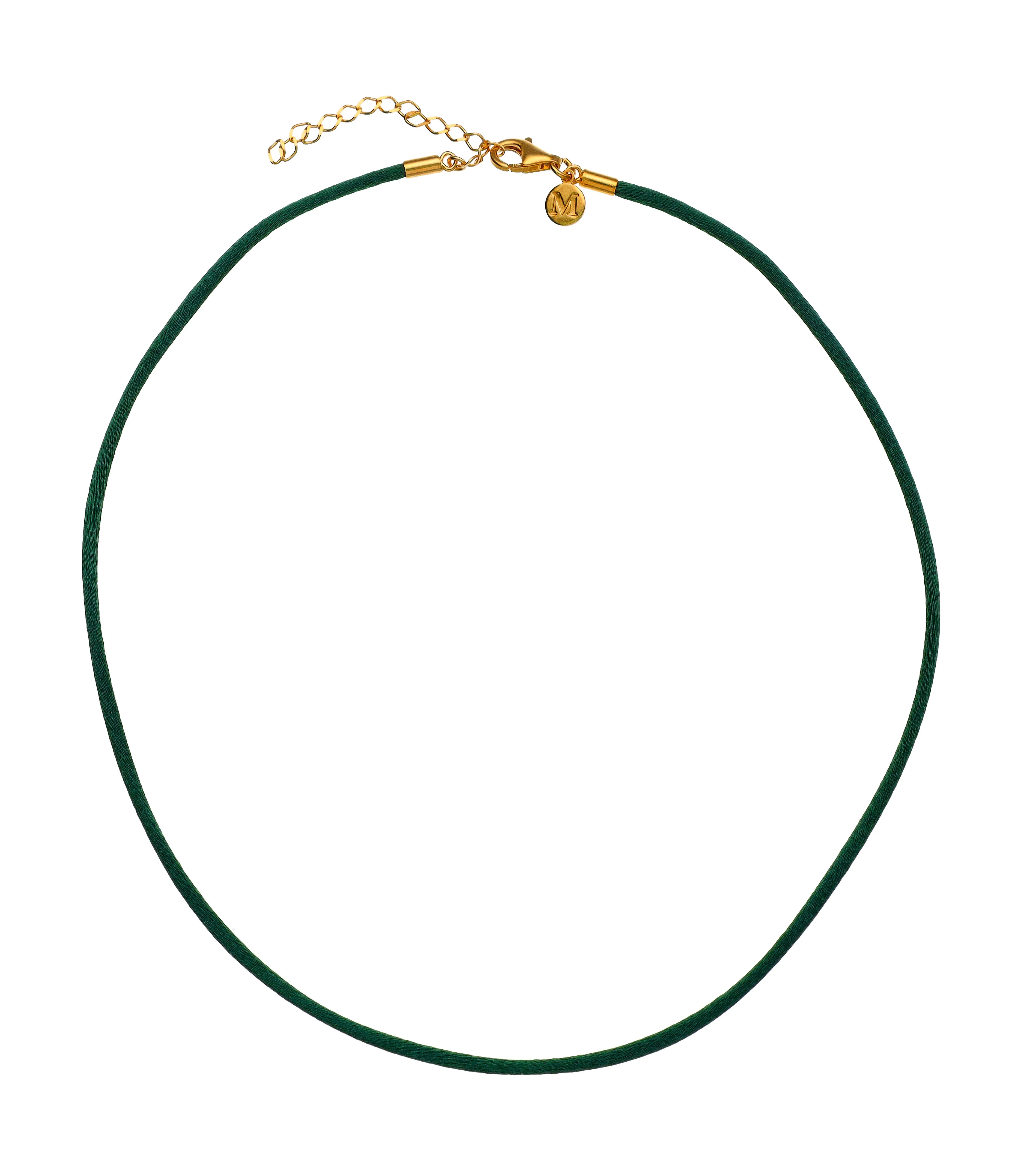 Emerald Cord with Gold Plated Endings, 15.7 Length, Cadenas Collection