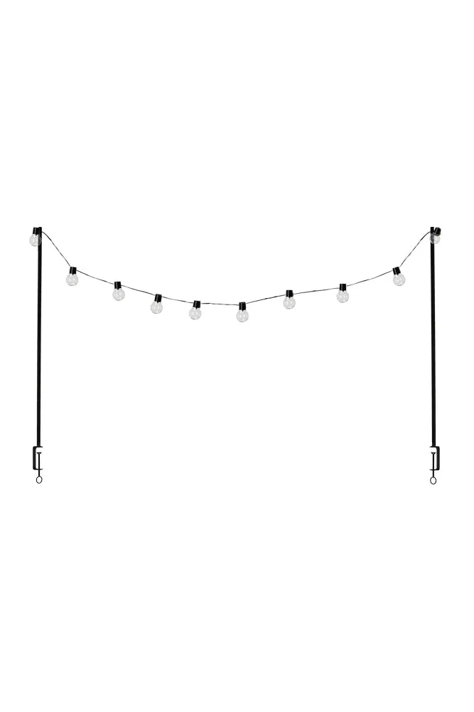 Extendable Black Table Clamp With Solar Festoon Lights