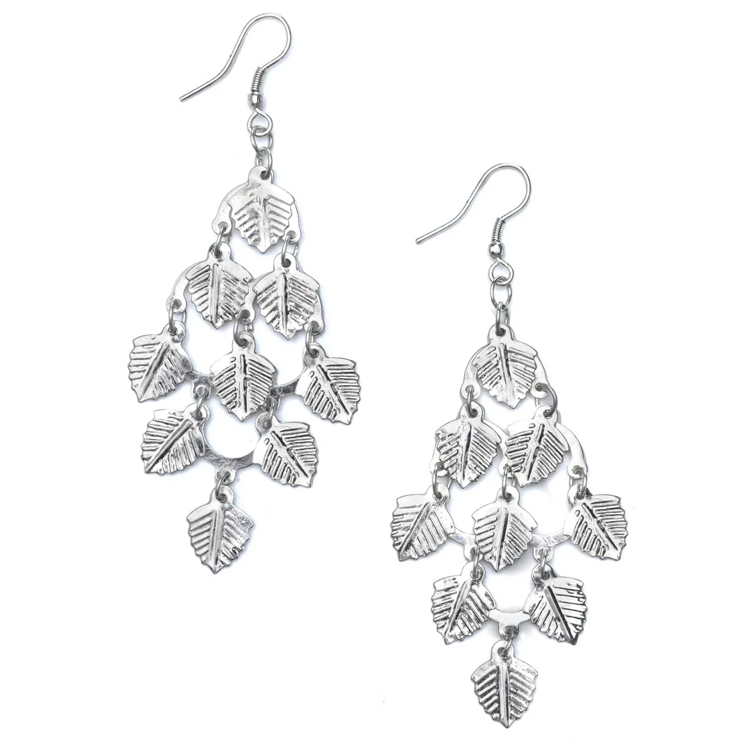 Falling Leaves Earrings Silvertone