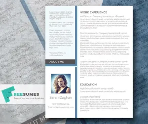 Free Creative Modern Photo CV Resume Template in Microsoft Word (DOC) Format