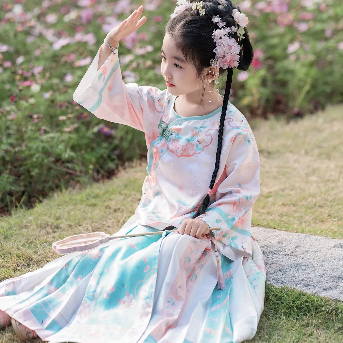 Girls Hanfu Two Piece Cultural Dress Set