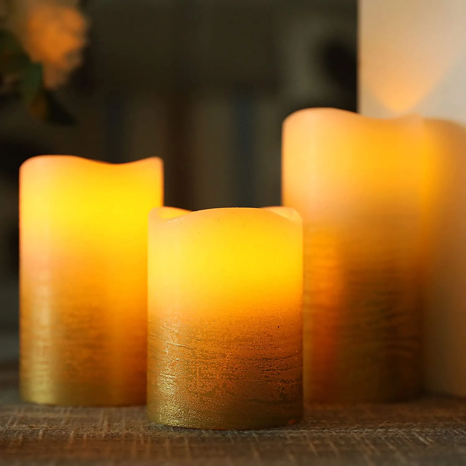 Gold Real Wax Battery Powered Candle ( Set of 3)