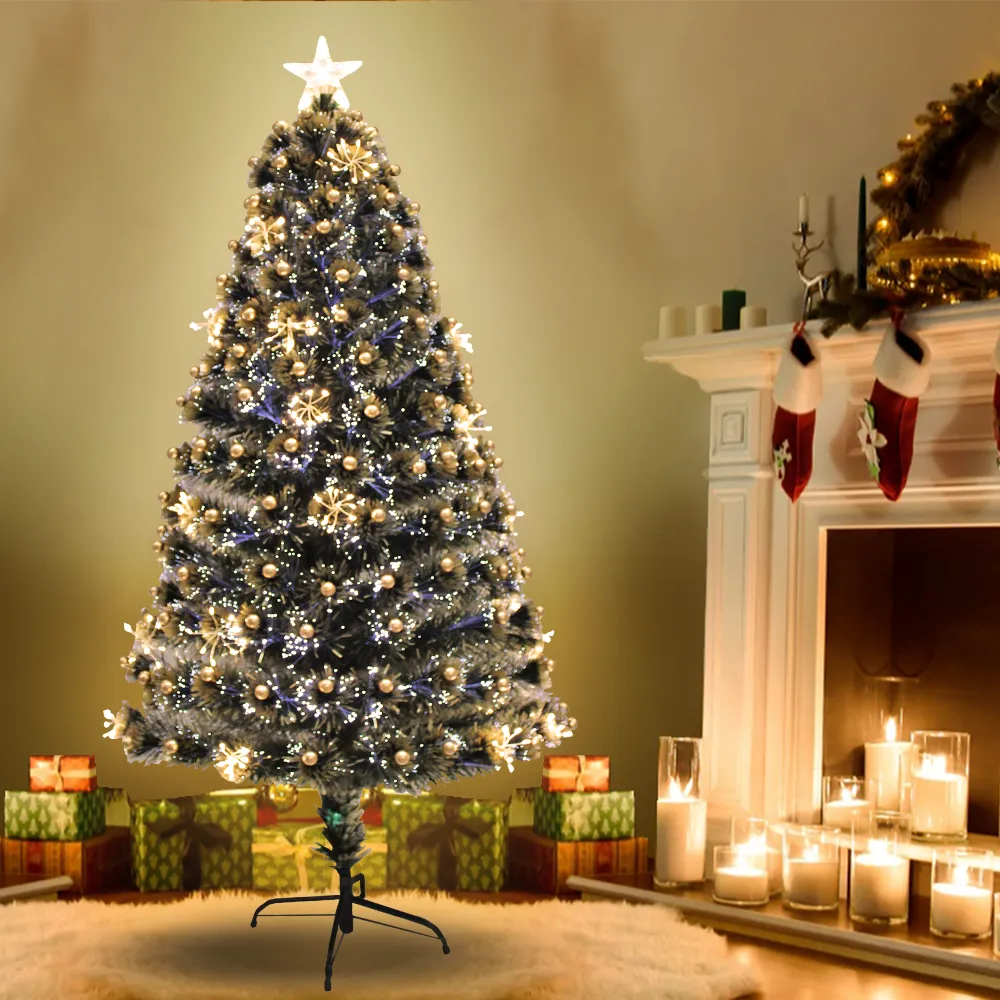 Golden Decor Christmas Tree Fibre Optic Pre-Lit Steady LED Lights