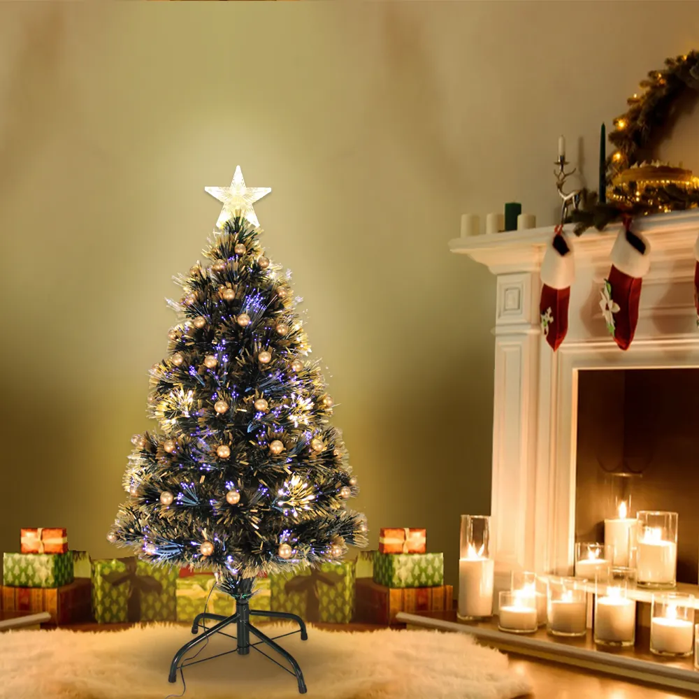 Golden Decor Christmas Tree Fibre Optic Pre-Lit Steady LED Lights