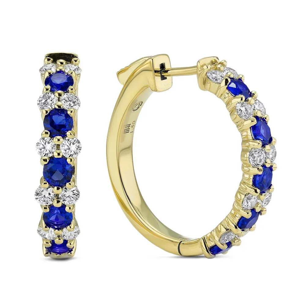 Guinevere Sapphire and Diamond Hoop Earrings