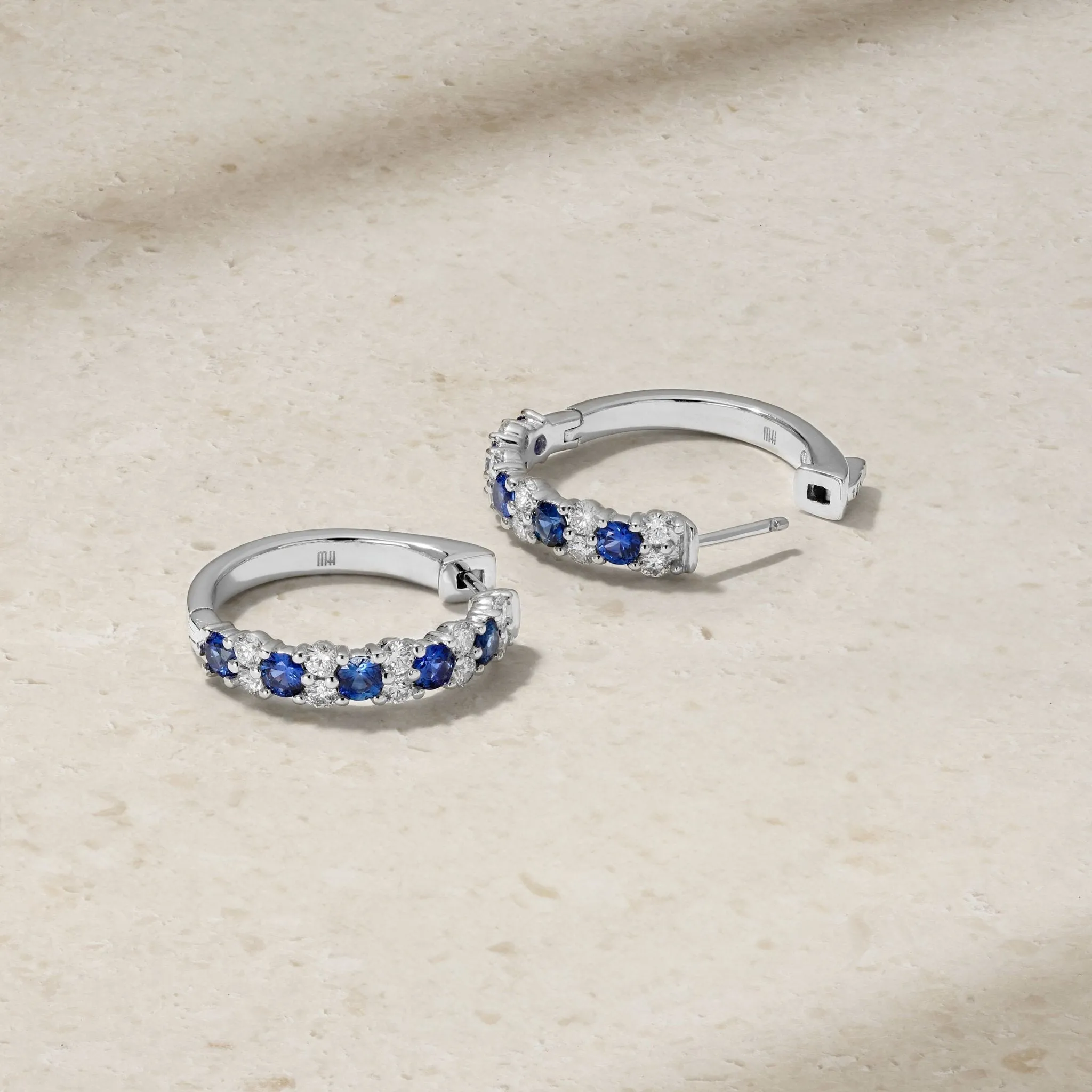 Guinevere Sapphire and Diamond Hoop Earrings