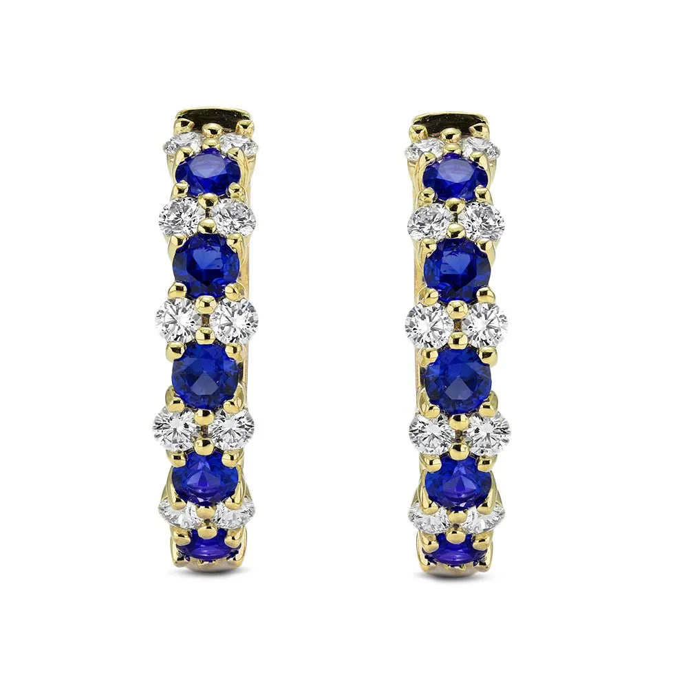 Guinevere Sapphire and Diamond Hoop Earrings