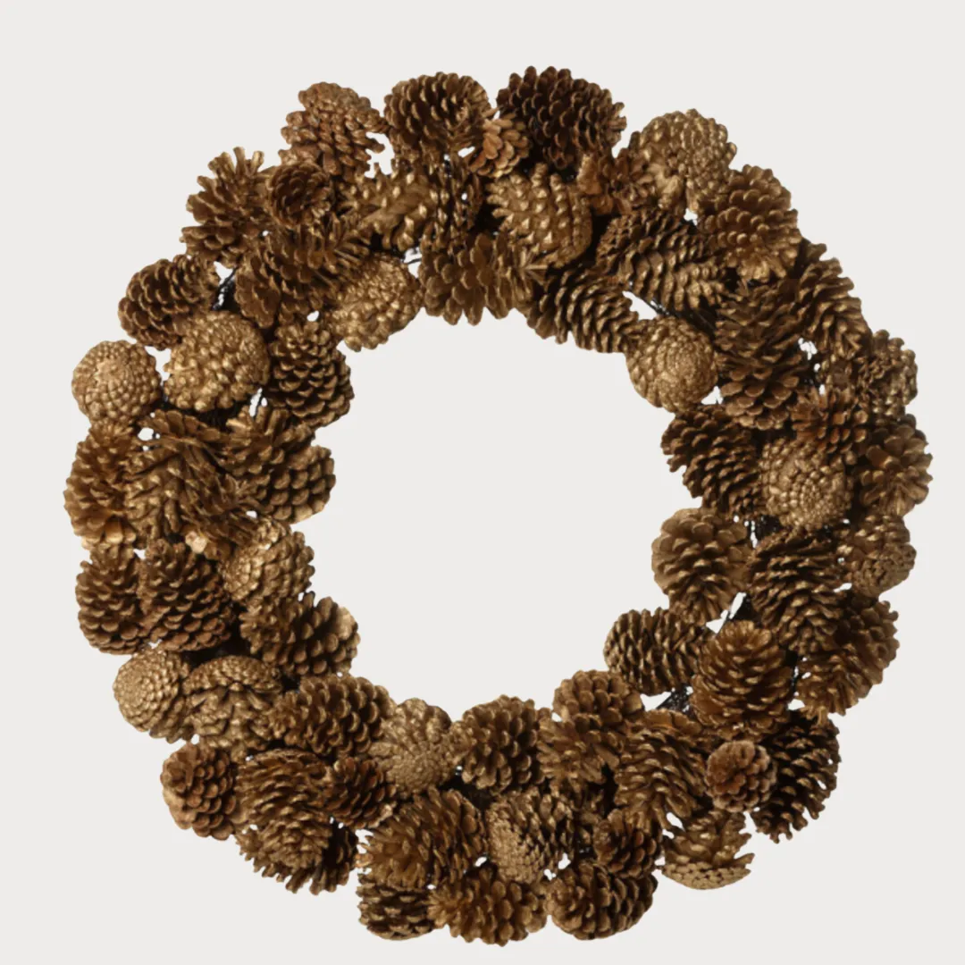 Hand Painted Golden Pinecone Wreath