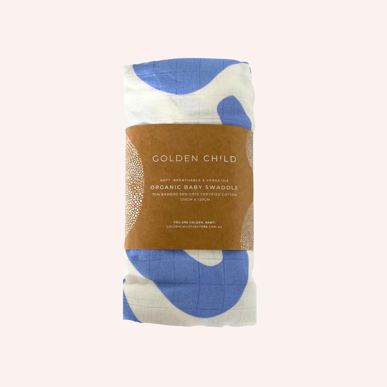 Holiday Organic Baby Swaddle - Golden Blue