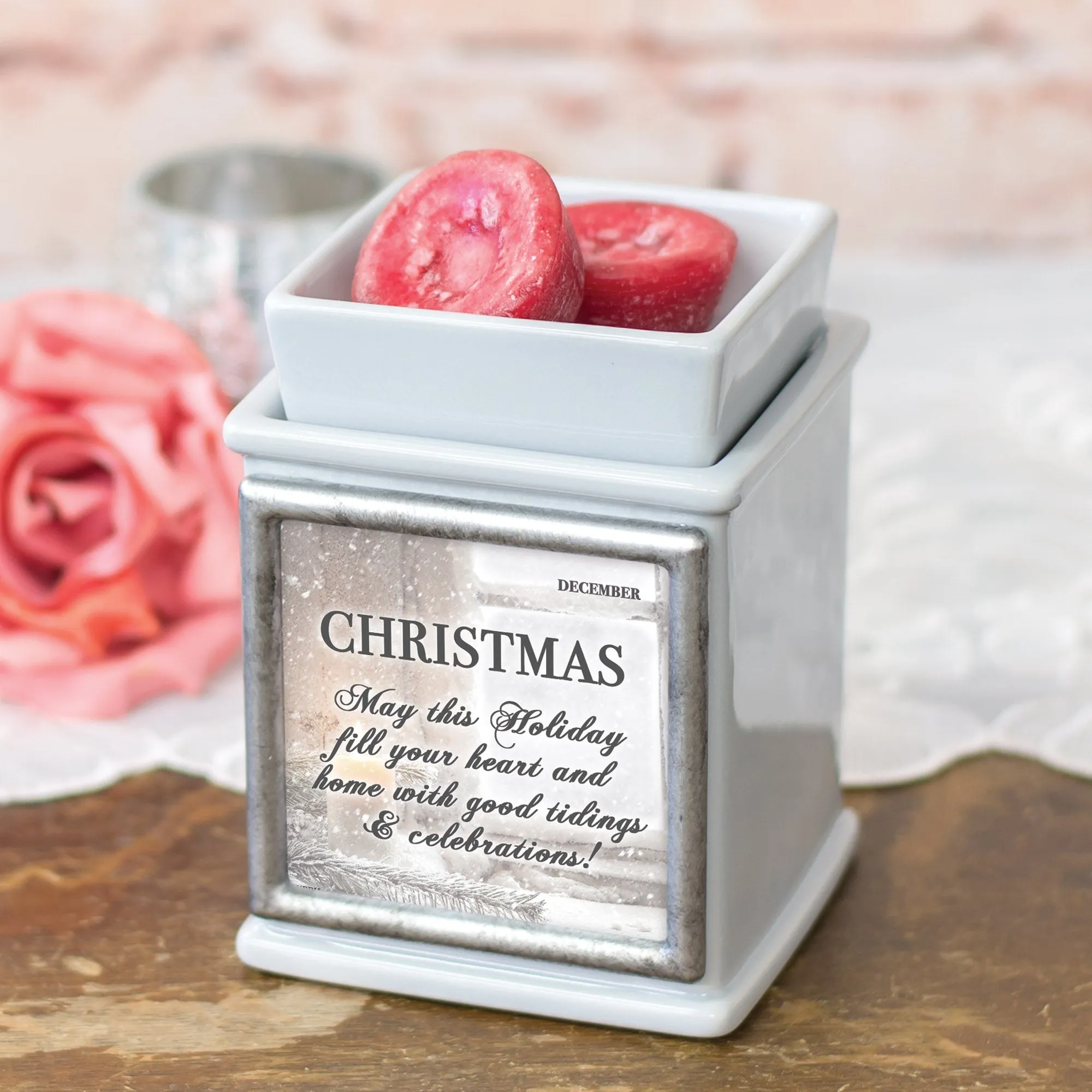 Holidays of the Month Ceramic Slate Grey Interchangeable Photo Frame Candle Wax Oil Warmer