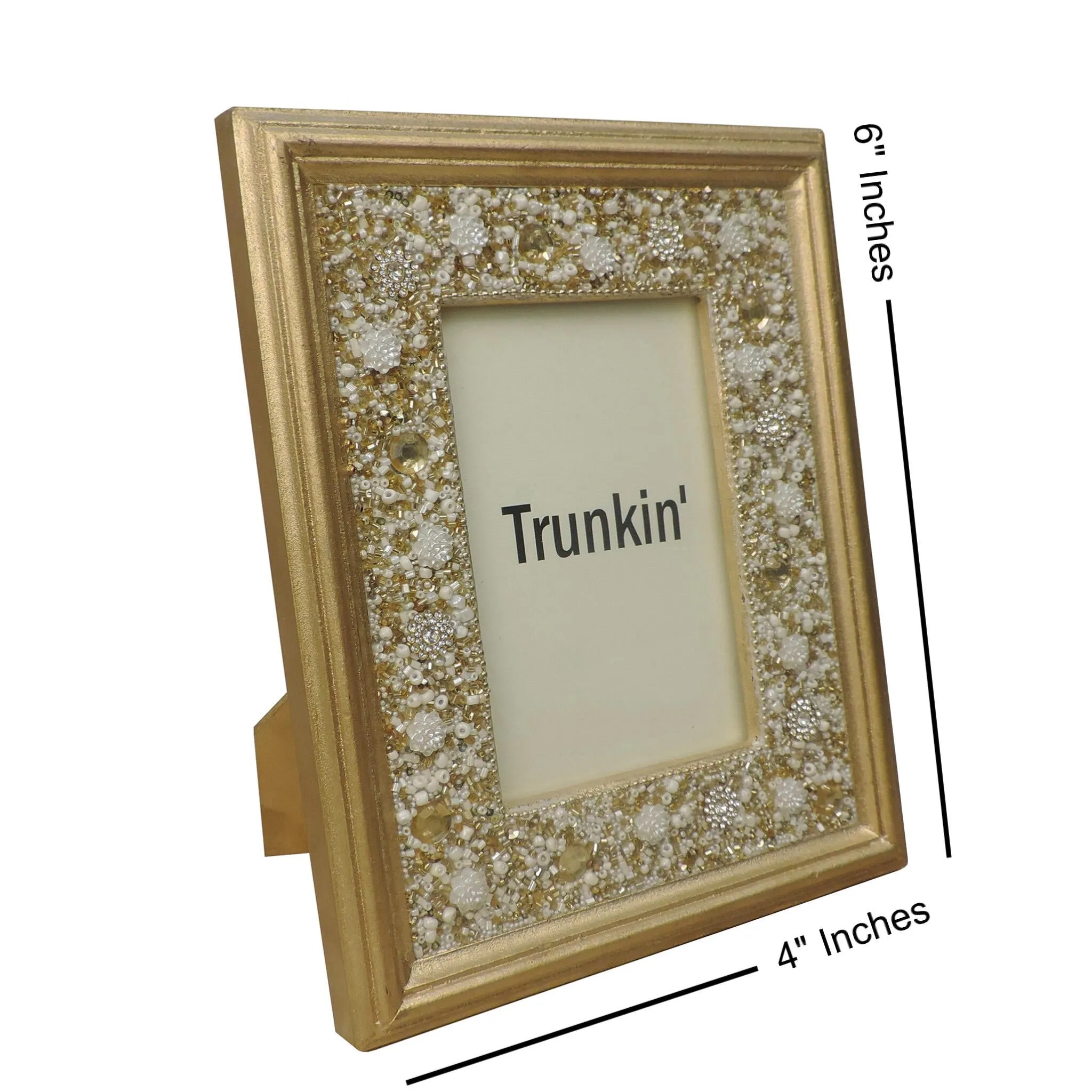 Just Bling It Beaded Photo Frame in Gold, 4" x 6" In