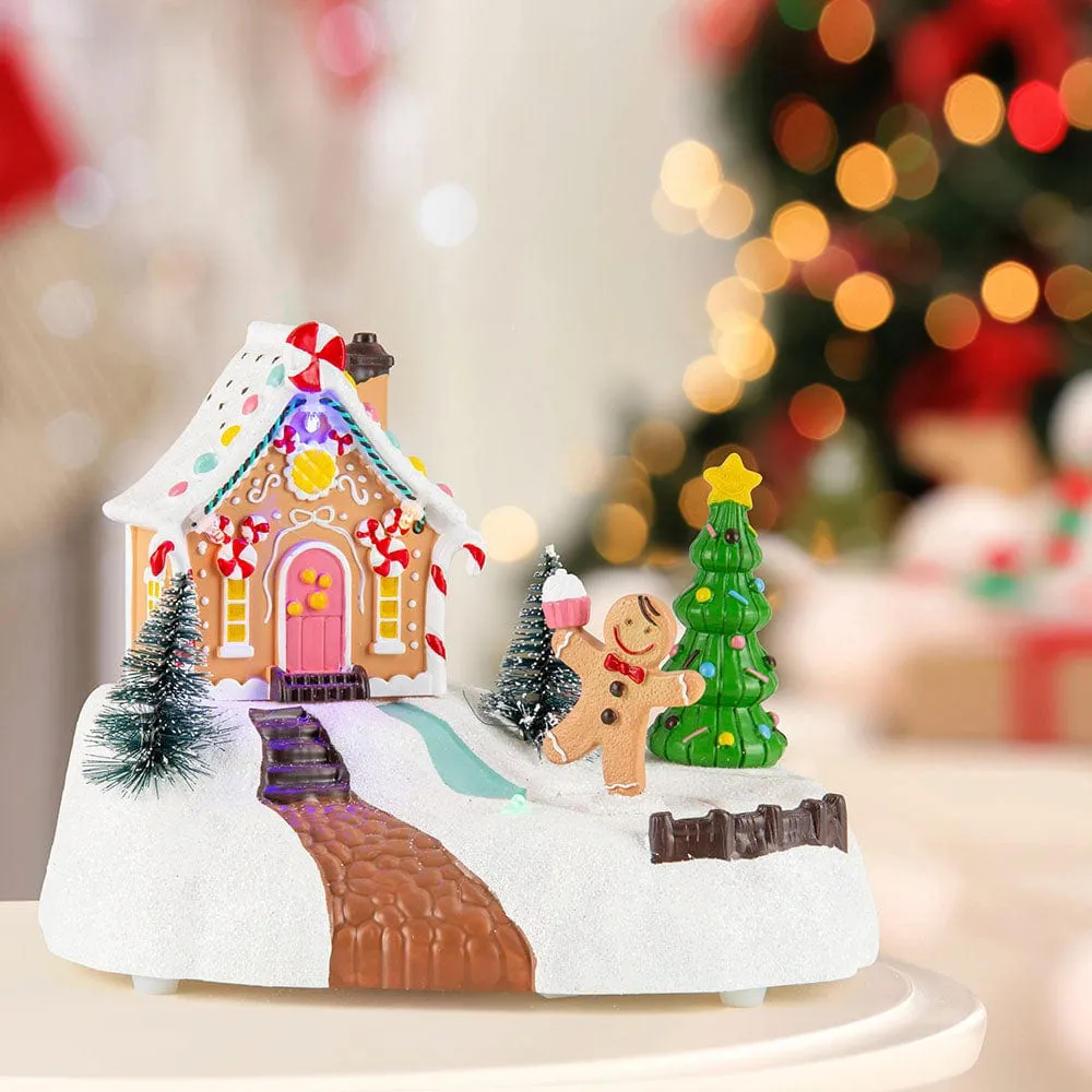 LED Musical Gingerbread House Scene USB