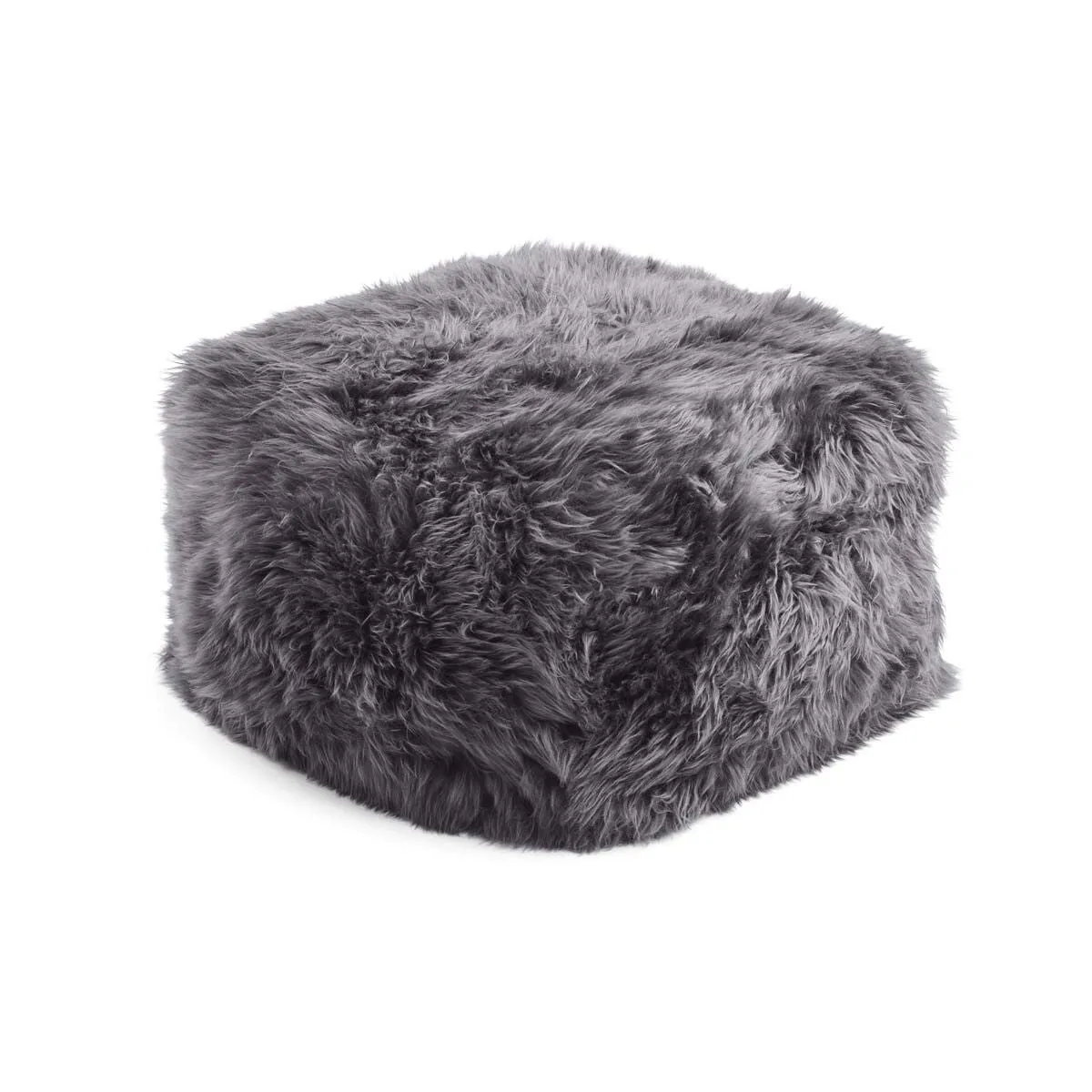 Long Wool Sheepskin Pouf