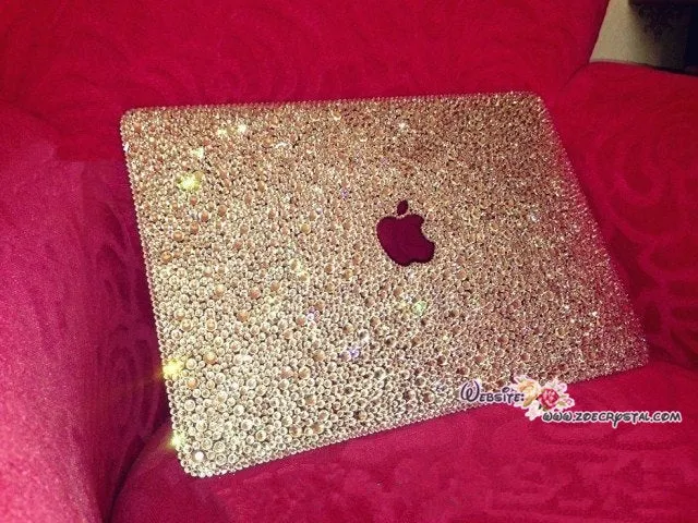 MACBOOK Air Pro Case Cover Celebrities Clear White Swarovski Crystal Rhinestone Strass Glitter Sparkly Shinny Bejeweled