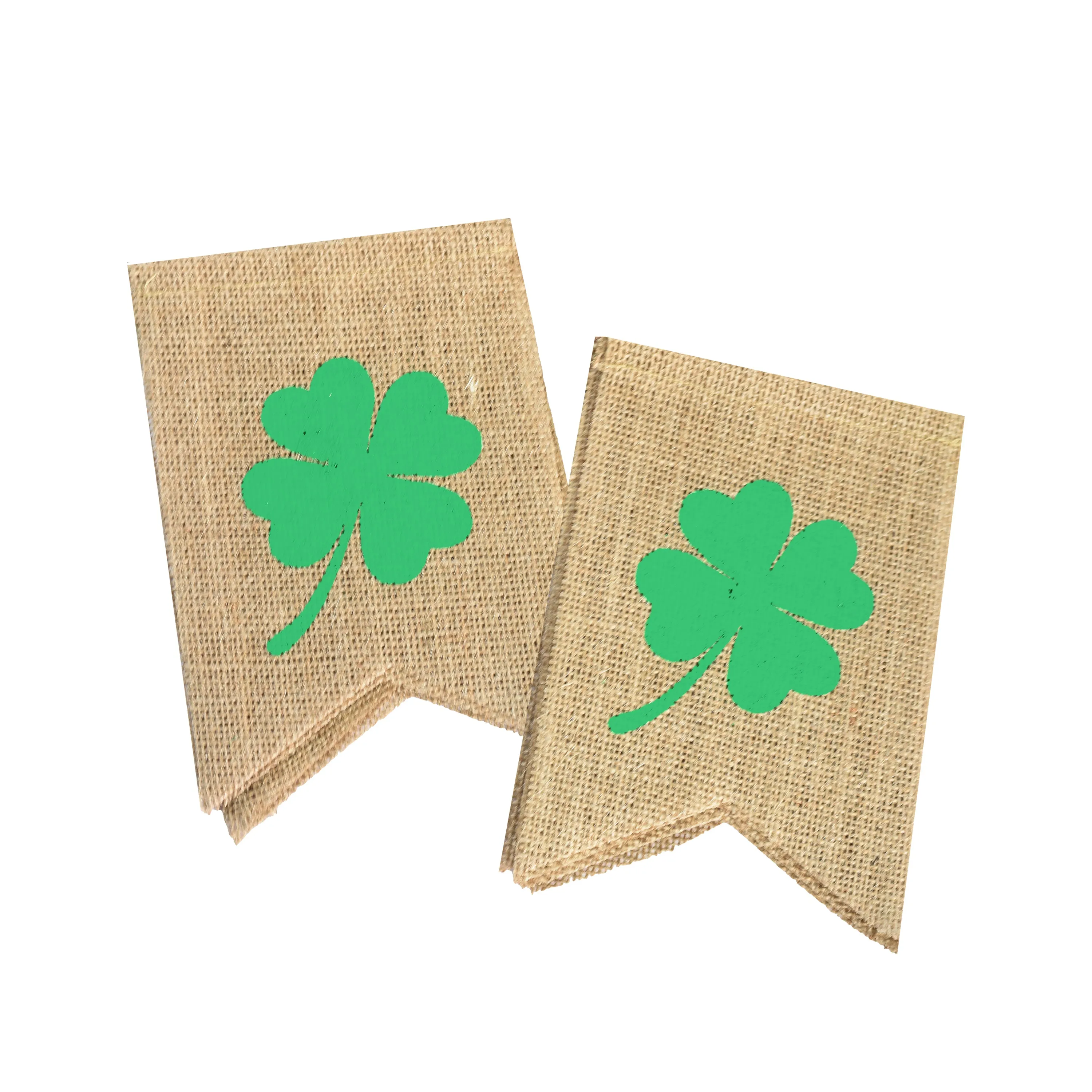 Mandala Crafts Burlap Happy St Patricks Day Banner for St Patricks Day Decorations – Irish Four Leaf Clover Lucky Banner Green Shamrock Garland