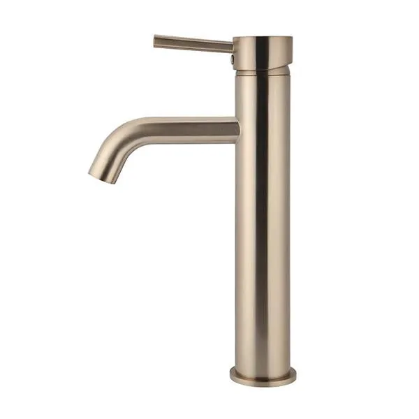 Meir Round Tall Basin Mixer Curved Spout - Champagne