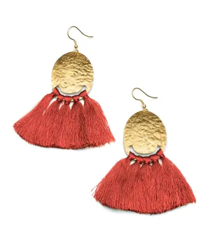 Nihira Tassel Earrings Red (Jewelry)