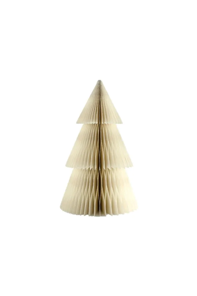 Nordic Rooms - Christmas Ornament - Christmas Tree Standing - 31cm - Off-white With Silver Edge