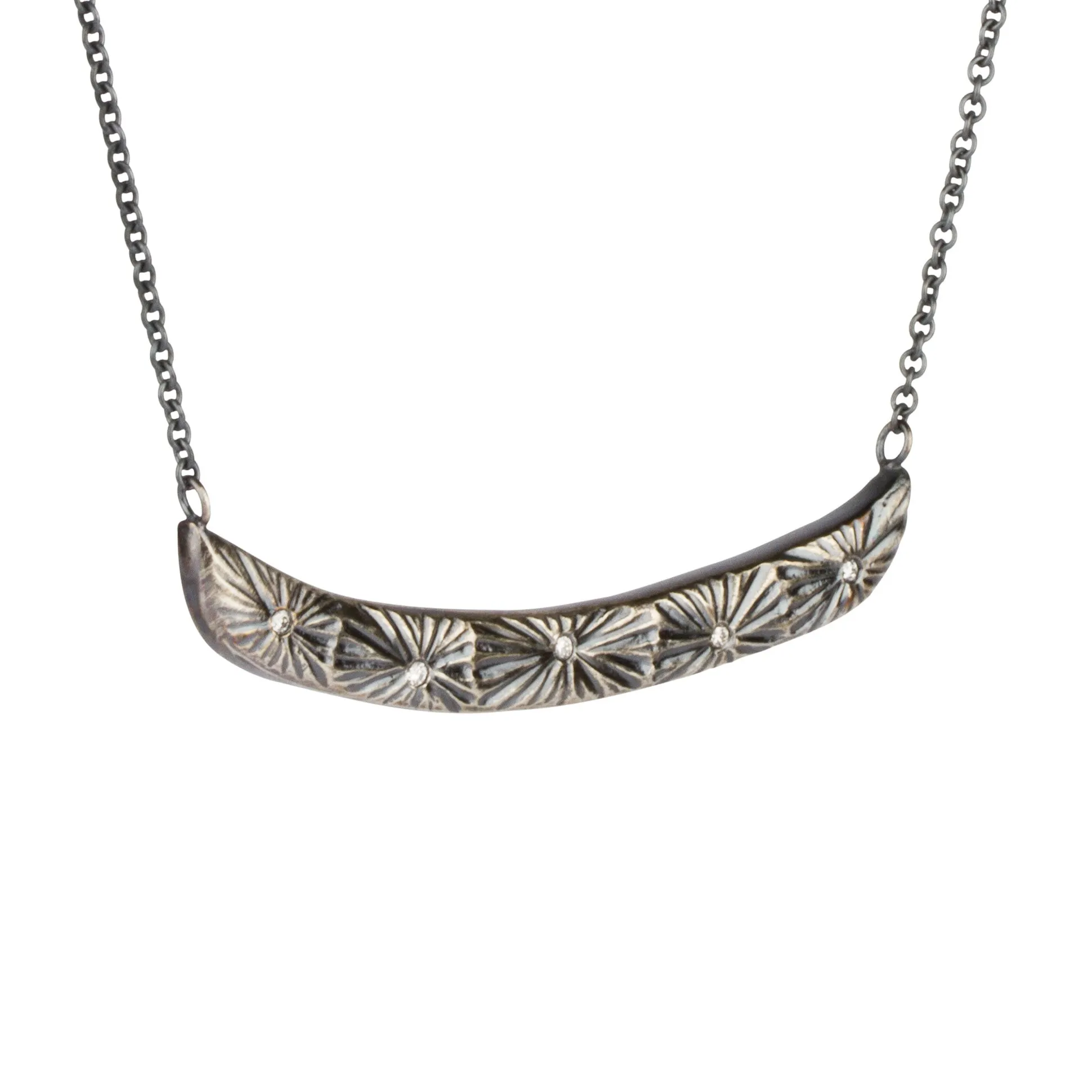 Oxidized Silver Luminous Bar Necklace