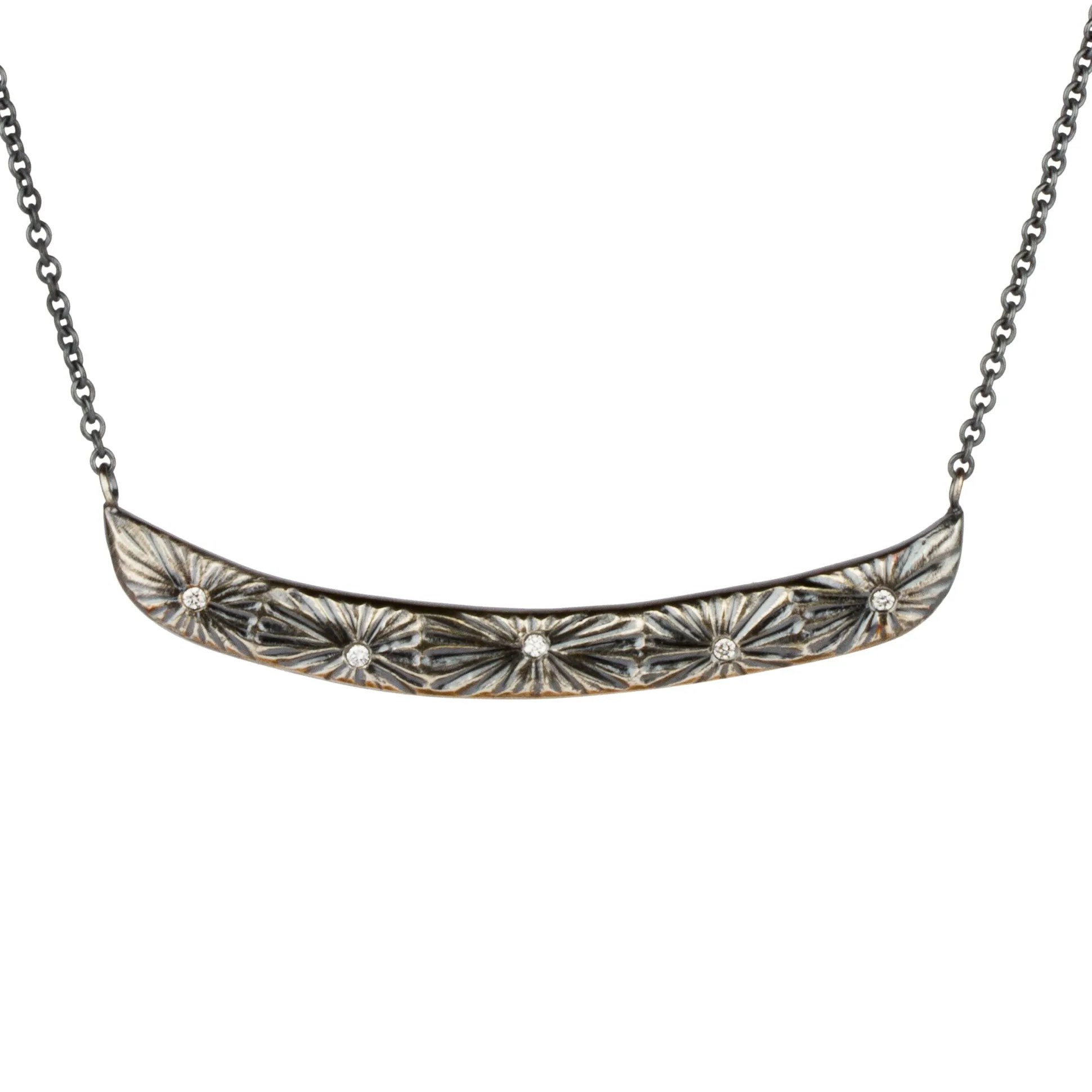 Oxidized Silver Luminous Bar Necklace