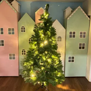 Pre-Lit Luxury Classic Dense Pine Tree with Built-In Lights - 7 ft