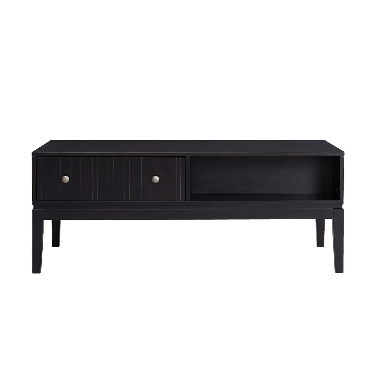 " 46 in. Black Large Rectangle MDF Coffee Table with Drawers "