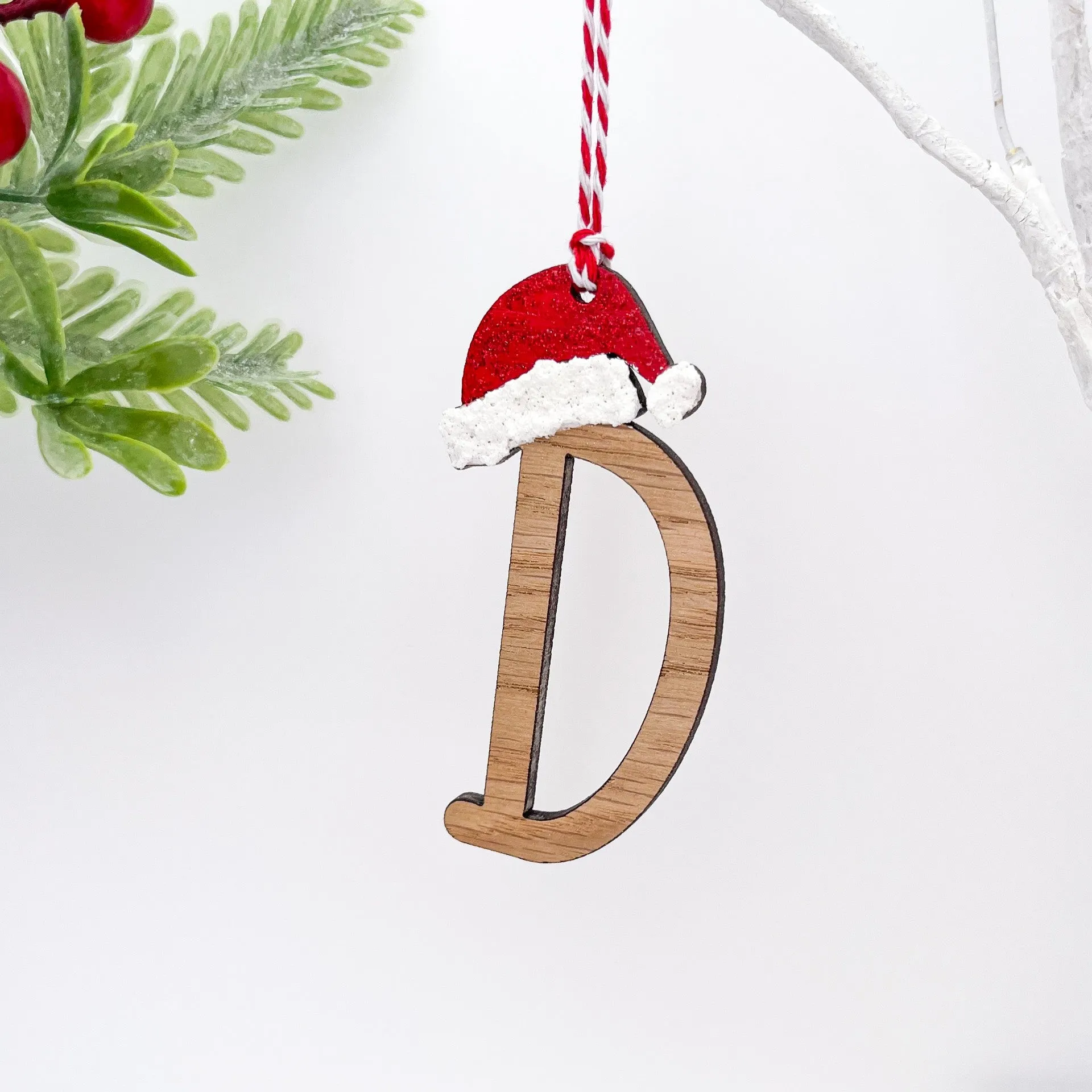 Santa's Hat Initial Christmas Tree Decoration