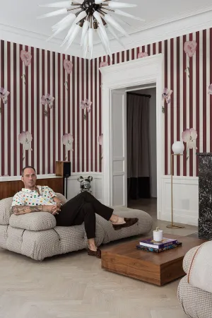 Stripe Meadow Burgundy