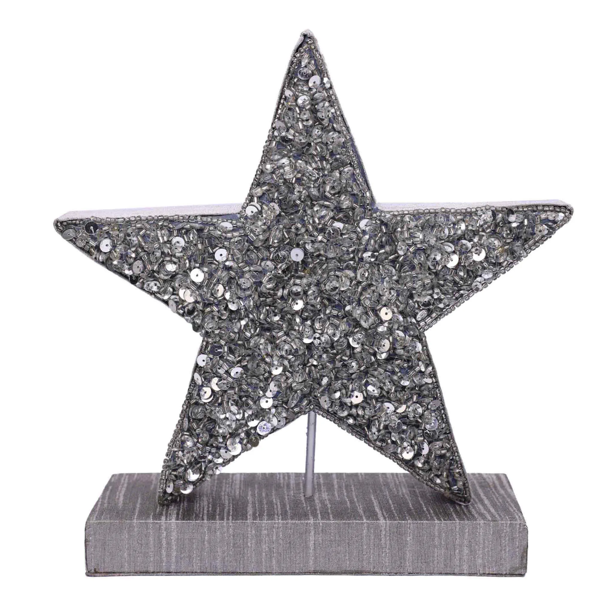 UR A Star Beaded Christmas Table Decor in Silver