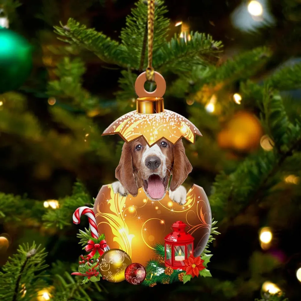 Welsh Springer Spaniel In in Golden Egg Christmas Ornament, Flat Acrylic Dog Ornament